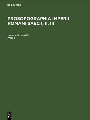 cover image of Prosopographia Imperii Romani Saec I, II, III. Pars II